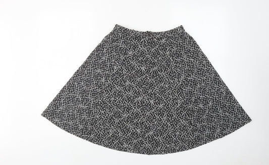 Great Plains Womens Black Geometric Polyester Swing Skirt Size 10 Zip