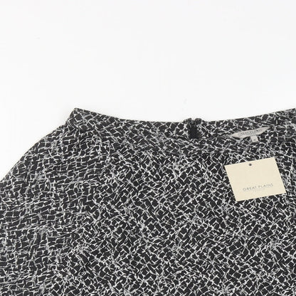 Great Plains Womens Black Geometric Polyester Swing Skirt Size 10 Zip