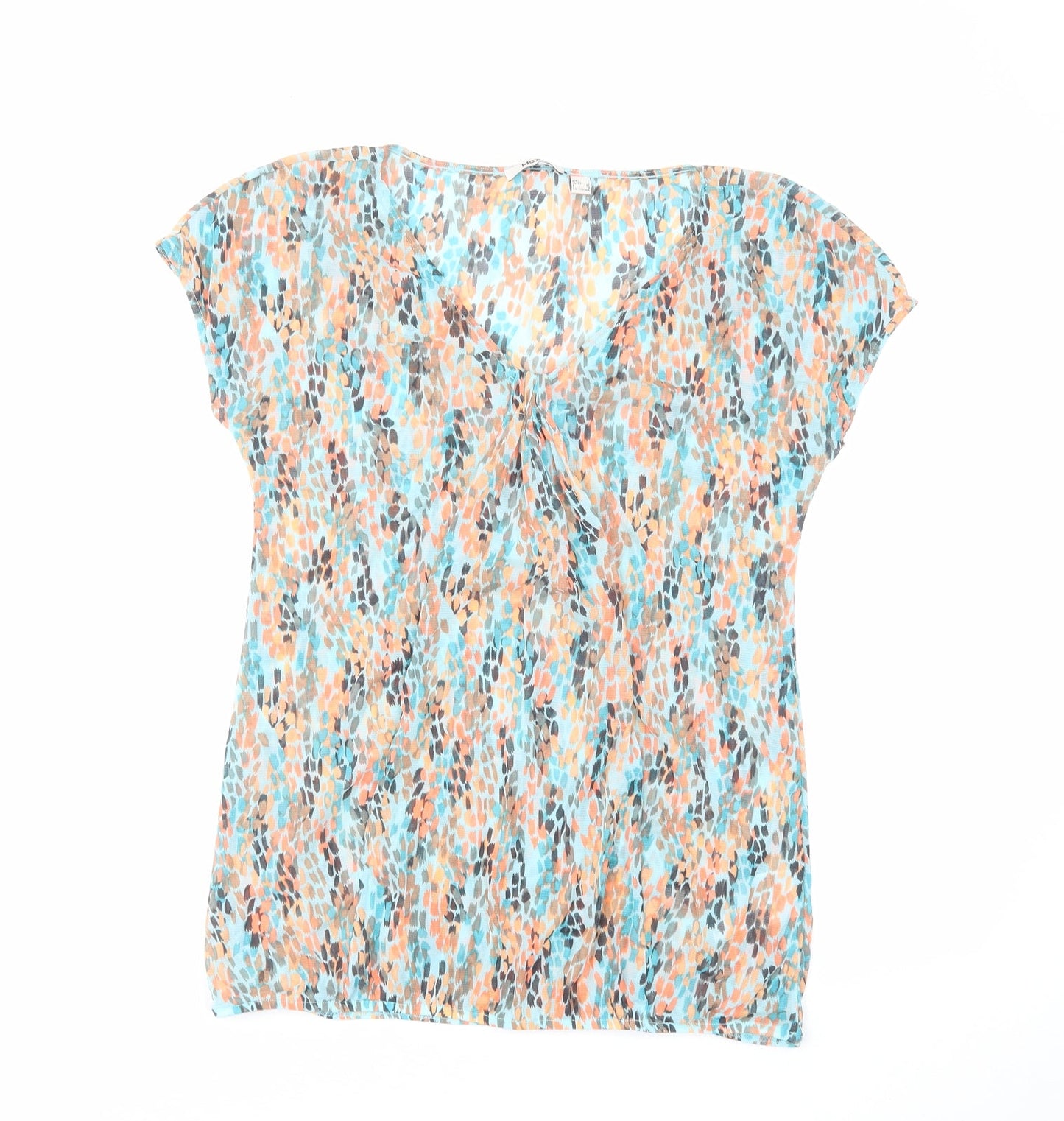 Mexx Womens Multicoloured Geometric Polyester Basic Blouse Size L V-Neck