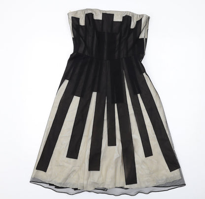 Coast Womens Black Geometric Polyester A-Line Size 12 Off the Shoulder Zip