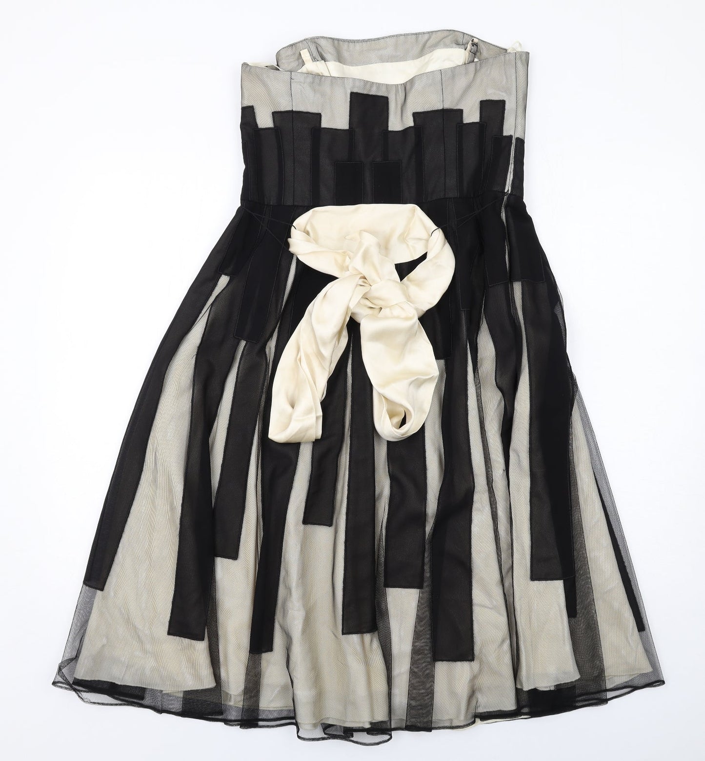 Coast Womens Black Geometric Polyester A-Line Size 12 Off the Shoulder Zip