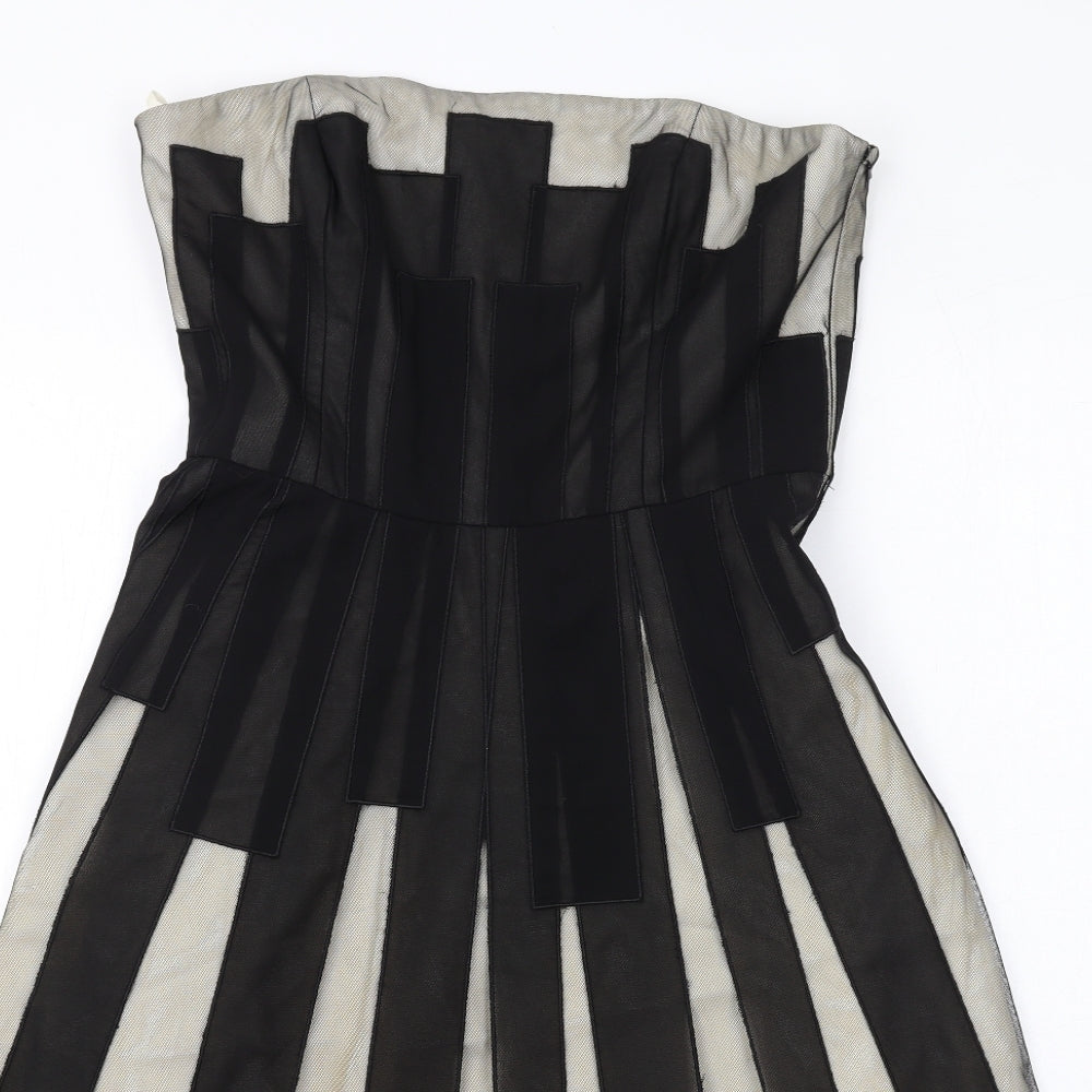 Coast Womens Black Geometric Polyester A-Line Size 12 Off the Shoulder Zip