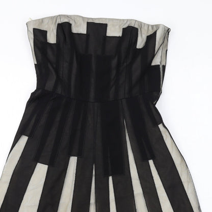 Coast Womens Black Geometric Polyester A-Line Size 12 Off the Shoulder Zip