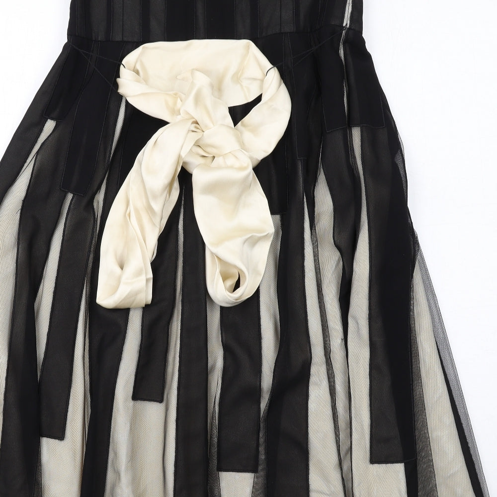 Coast Womens Black Geometric Polyester A-Line Size 12 Off the Shoulder Zip