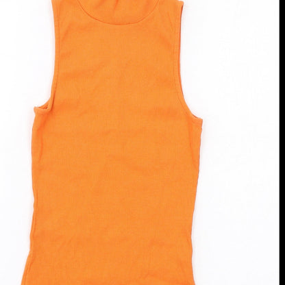 I SAW IT FIRST Womens Orange Cotton Bodysuit One-Piece Size 8 Snap