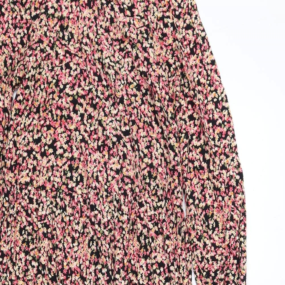 H&M Womens Multicoloured Floral Viscose Maxi Size XS Round Neck Button