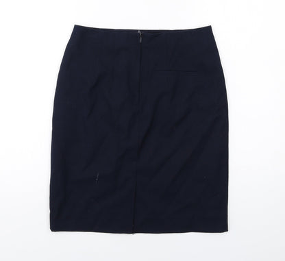 H&M Womens Blue Polyester A-Line Skirt Size 8 Zip