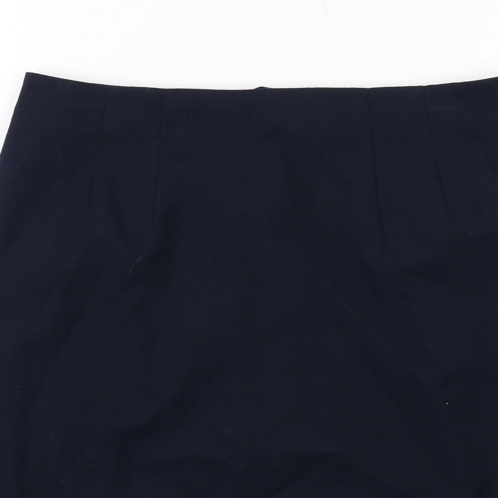 H&M Womens Blue Polyester A-Line Skirt Size 8 Zip