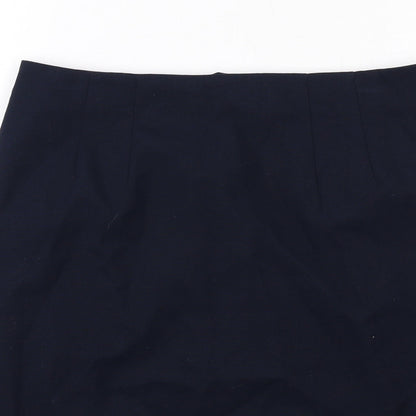 H&M Womens Blue Polyester A-Line Skirt Size 8 Zip