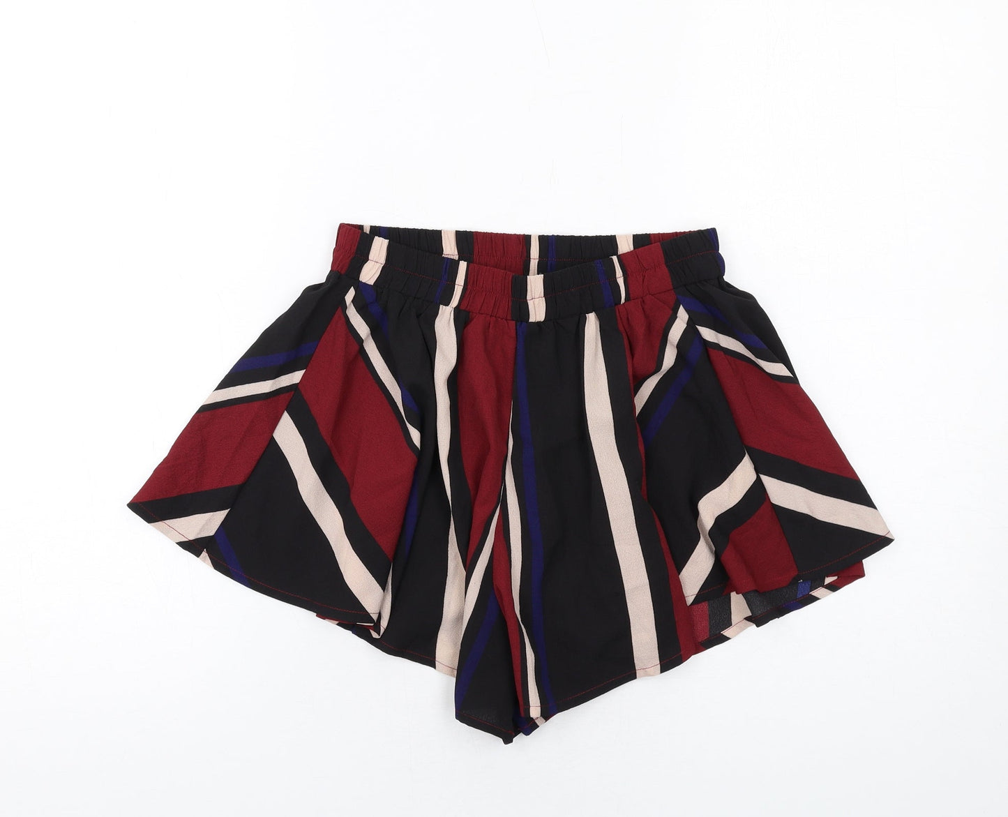 PRETTYLITTLETHING Womens Multicoloured Striped Polyester Hot Pants Shorts Size 8 Regular Pull On