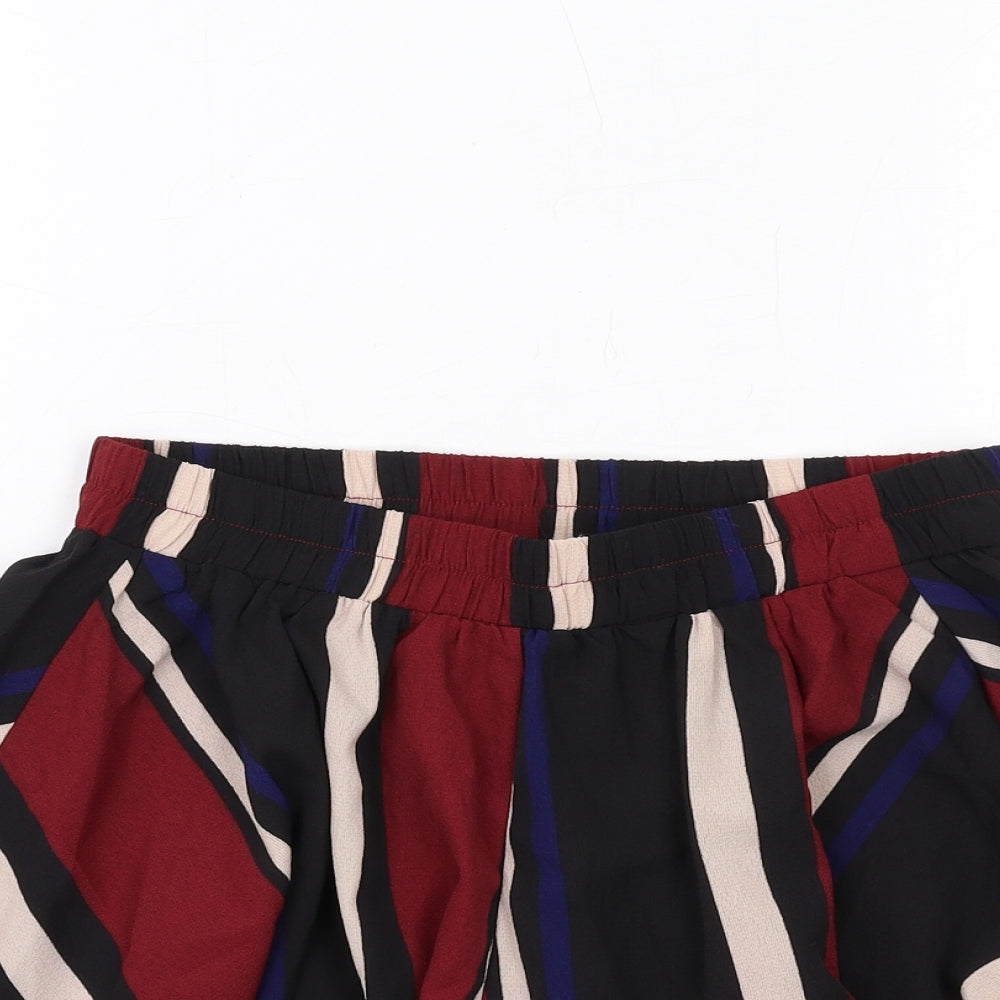 PRETTYLITTLETHING Womens Multicoloured Striped Polyester Hot Pants Shorts Size 8 Regular Pull On
