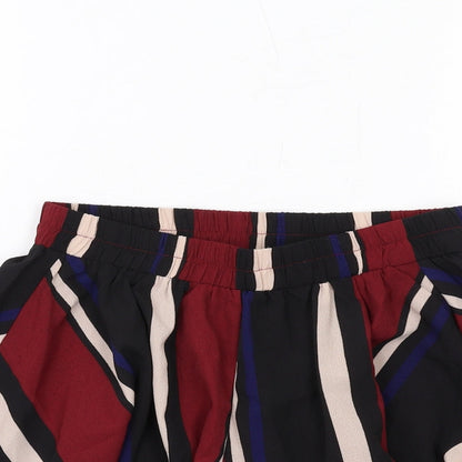 PRETTYLITTLETHING Womens Multicoloured Striped Polyester Hot Pants Shorts Size 8 Regular Pull On