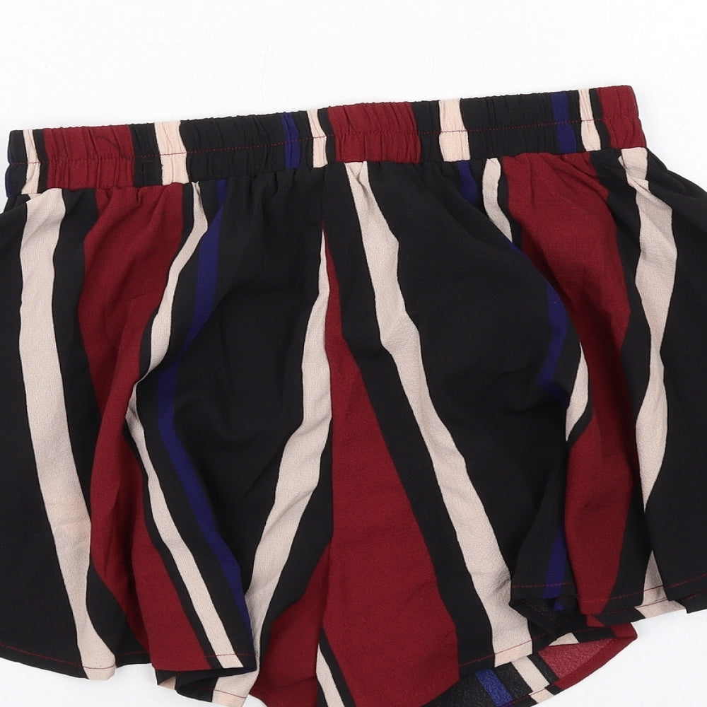 PRETTYLITTLETHING Womens Multicoloured Striped Polyester Hot Pants Shorts Size 8 Regular Pull On