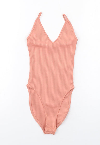 Miss Selfridge Womens Pink Polyester Bodysuit One-Piece Size 6 Snap