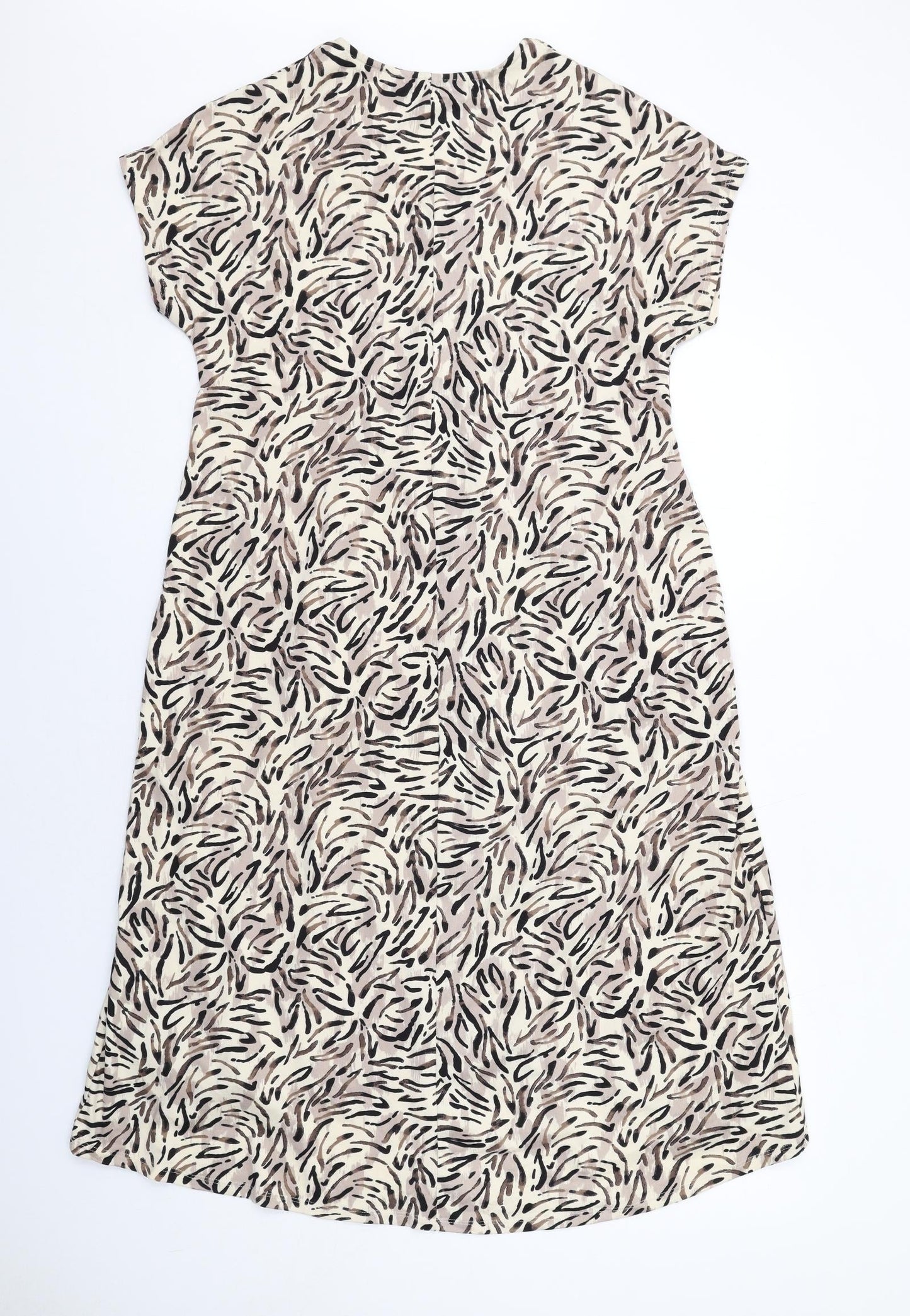 Capsule Womens Beige Geometric Polyester A-Line Size 10 V-Neck Pullover