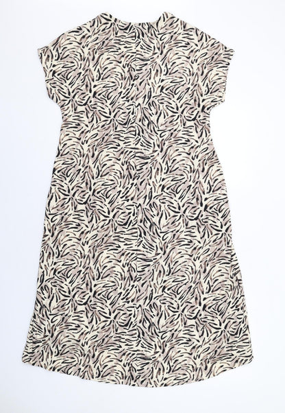 Capsule Womens Beige Geometric Polyester A-Line Size 10 V-Neck Pullover