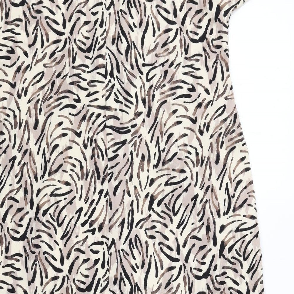 Capsule Womens Beige Geometric Polyester A-Line Size 10 V-Neck Pullover