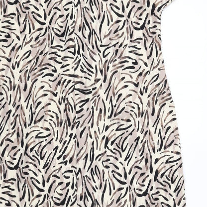 Capsule Womens Beige Geometric Polyester A-Line Size 10 V-Neck Pullover