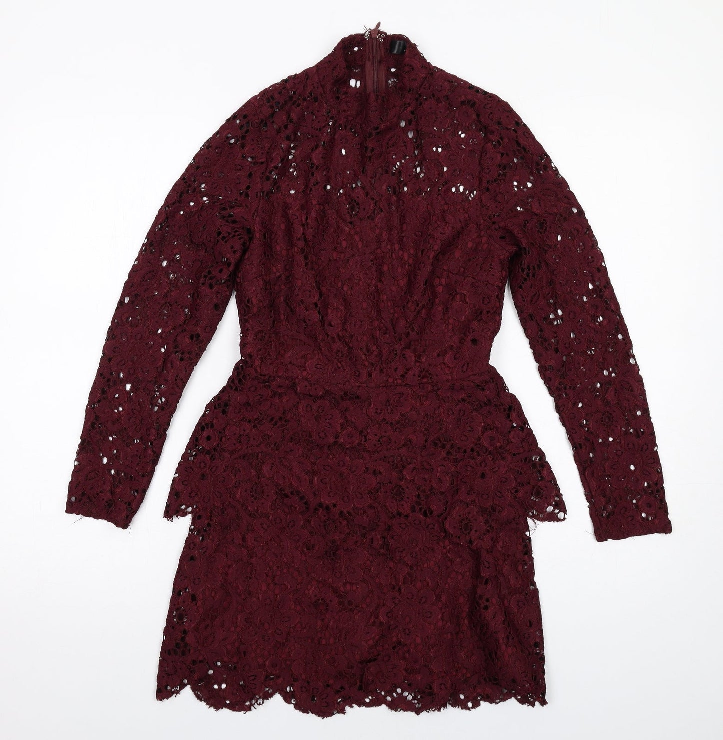 Missguided Womens Red Polyester Mini Size 8 Mock Neck Zip