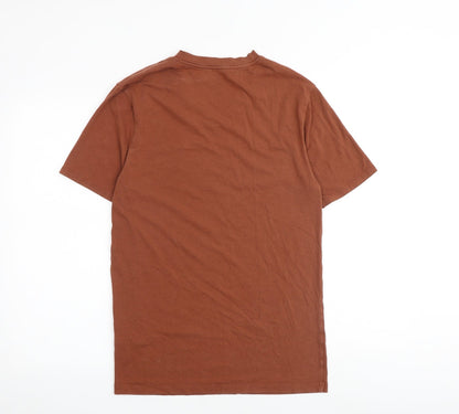 River Island Mens Brown Cotton T-Shirt Size M V-Neck