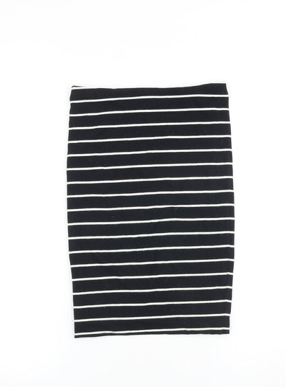 H&M Womens Black Striped Cotton Bandage Skirt Size XS