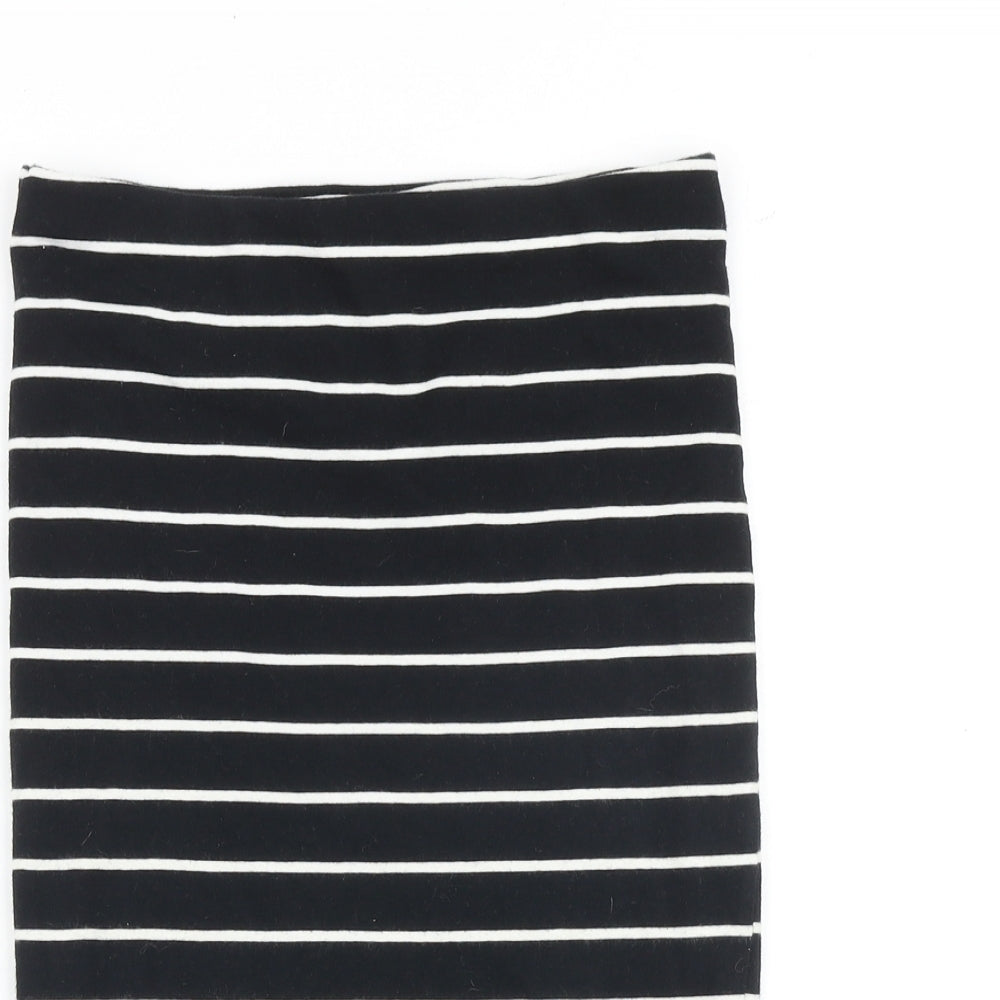 H&M Womens Black Striped Cotton Bandage Skirt Size XS