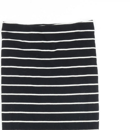 H&M Womens Black Striped Cotton Bandage Skirt Size XS