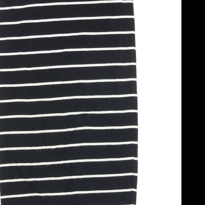 H&M Womens Black Striped Cotton Bandage Skirt Size XS