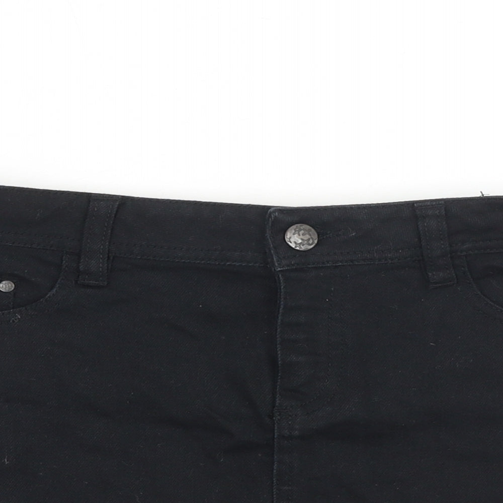 H&M Womens Black Cotton A-Line Skirt Size 6 Zip