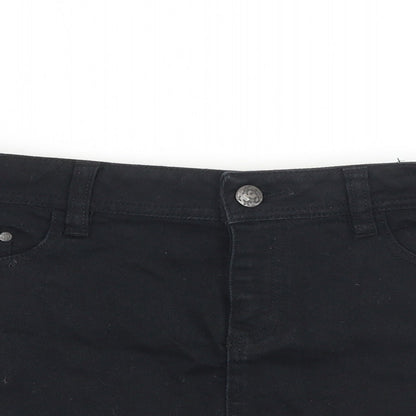 H&M Womens Black Cotton A-Line Skirt Size 6 Zip