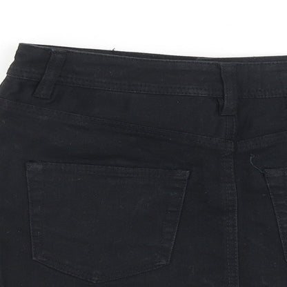 H&M Womens Black Cotton A-Line Skirt Size 6 Zip