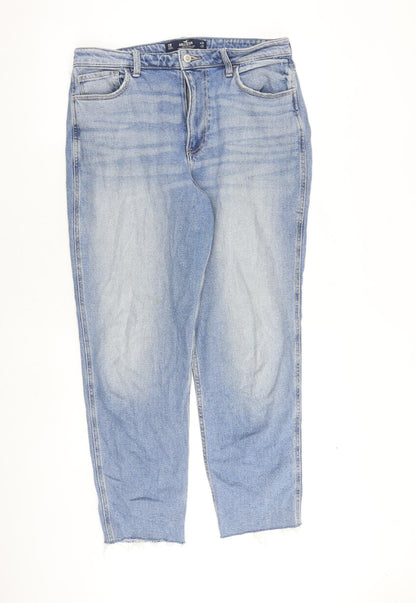 Hollister Womens Blue Cotton Tapered Jeans Size 31 in L27 in Regular Zip - Raw Hem