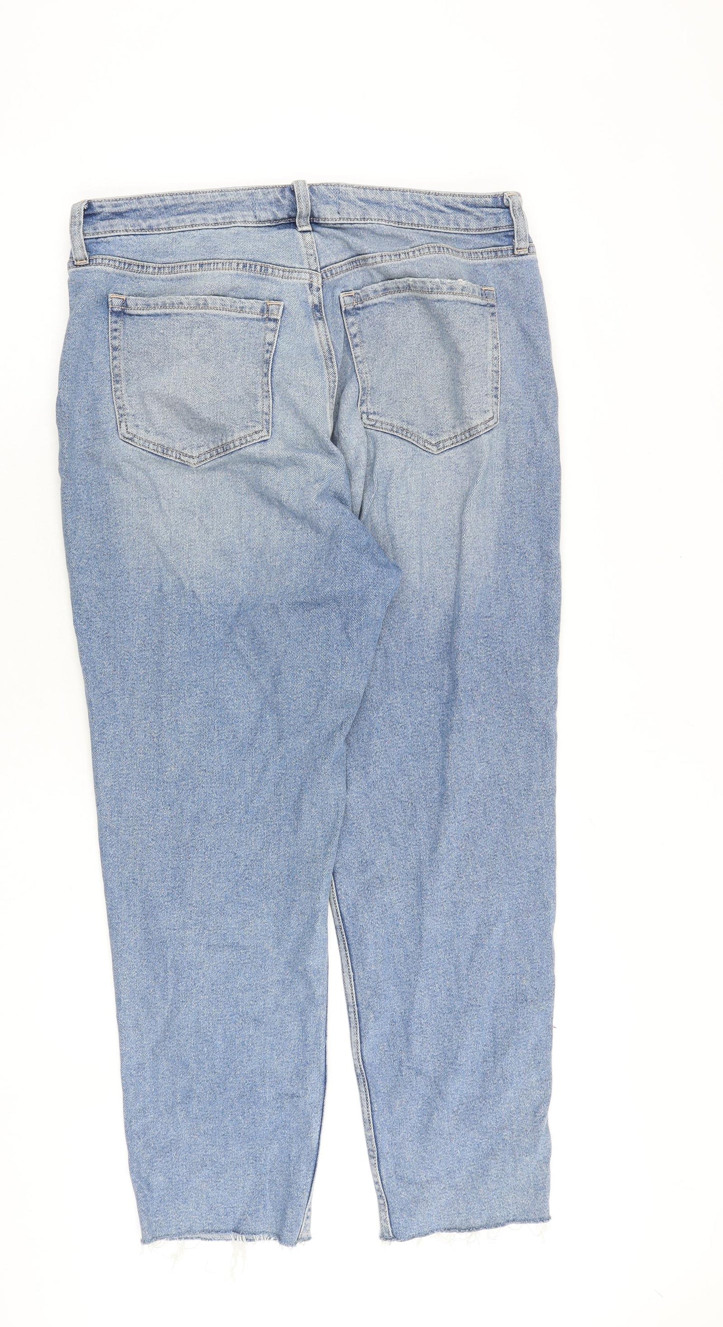 Hollister Womens Blue Cotton Tapered Jeans Size 31 in L27 in Regular Zip - Raw Hem