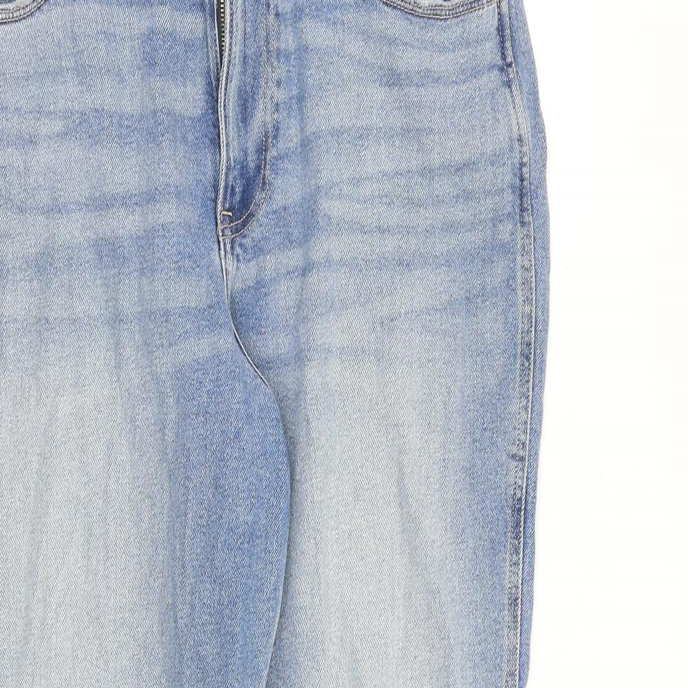 Hollister Womens Blue Cotton Tapered Jeans Size 31 in L27 in Regular Zip - Raw Hem