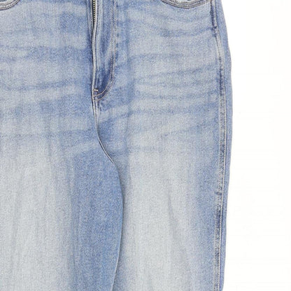 Hollister Womens Blue Cotton Tapered Jeans Size 31 in L27 in Regular Zip - Raw Hem