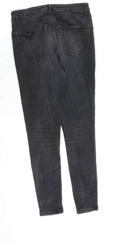 Denim & Co. Womens Grey Cotton Skinny Jeans Size 10 L26 in Regular Zip