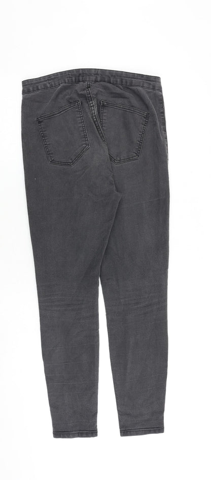 Cotton On Womens Grey Cotton Skinny Jeans Size 14 L28 in Regular Zip