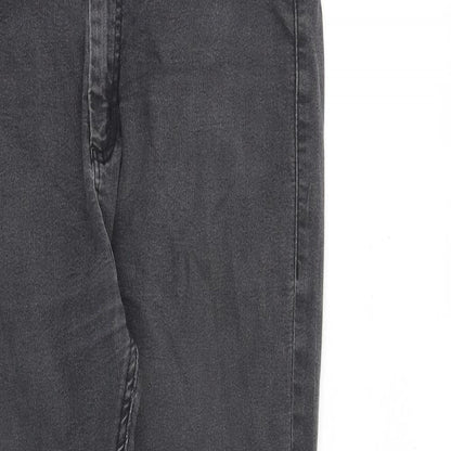 Cotton On Womens Grey Cotton Skinny Jeans Size 14 L28 in Regular Zip