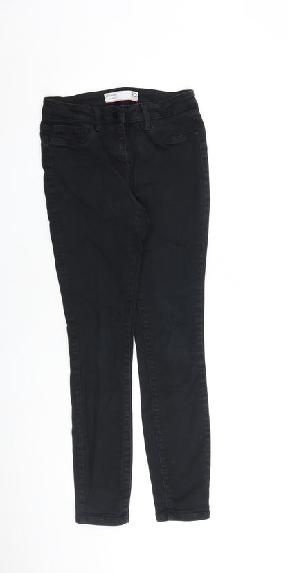 NEXT Womens Black Cotton Skinny Jeans Size 10 L28 in Slim Zip