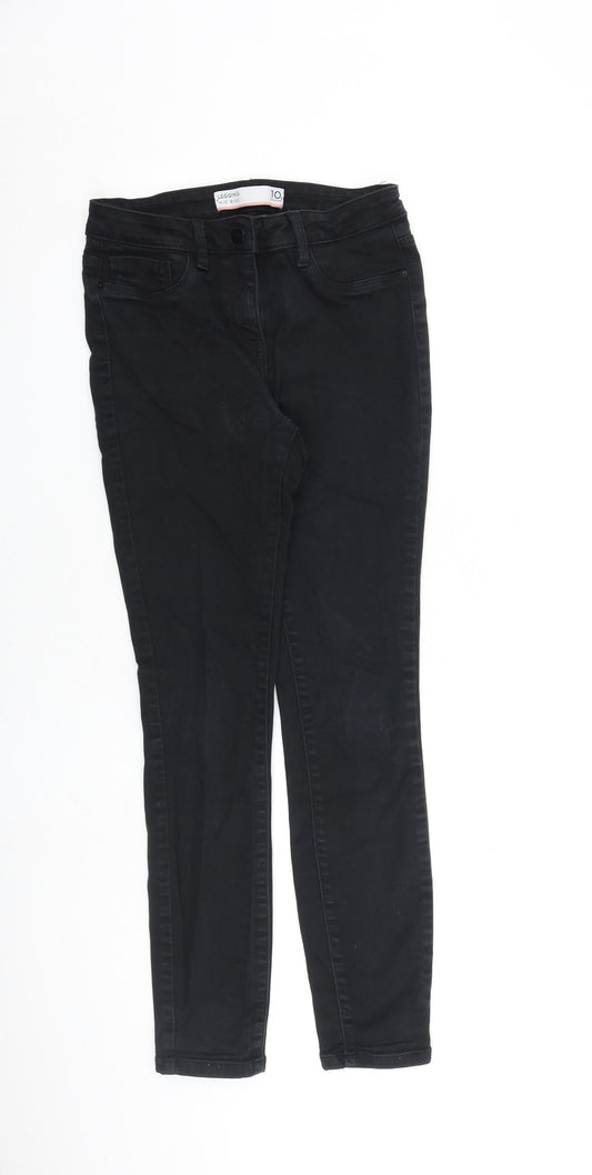 NEXT Womens Black Cotton Skinny Jeans Size 10 L28 in Slim Zip