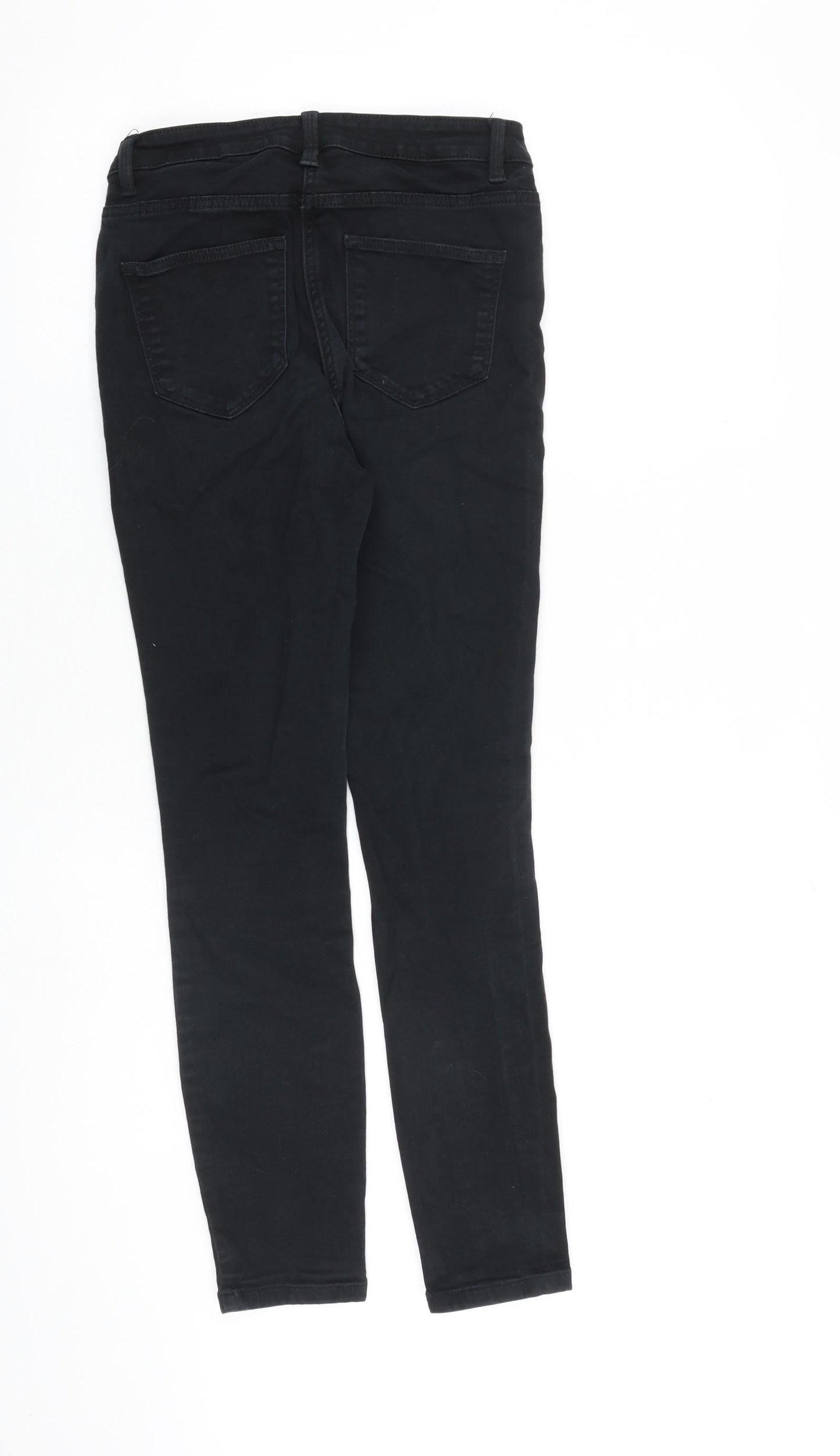 NEXT Womens Black Cotton Skinny Jeans Size 10 L28 in Slim Zip