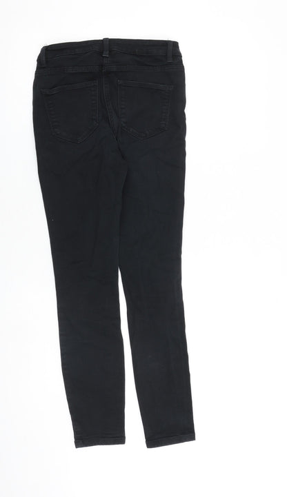 NEXT Womens Black Cotton Skinny Jeans Size 10 L28 in Slim Zip