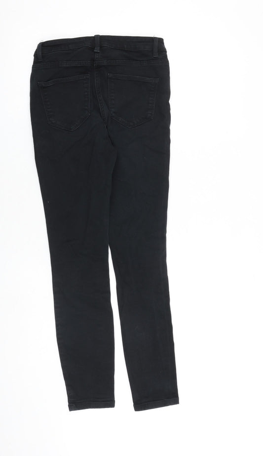 NEXT Womens Black Cotton Skinny Jeans Size 10 L28 in Slim Zip