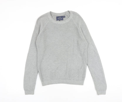 Topman Mens Grey Round Neck Acrylic Pullover Jumper Size XS Long Sleeve