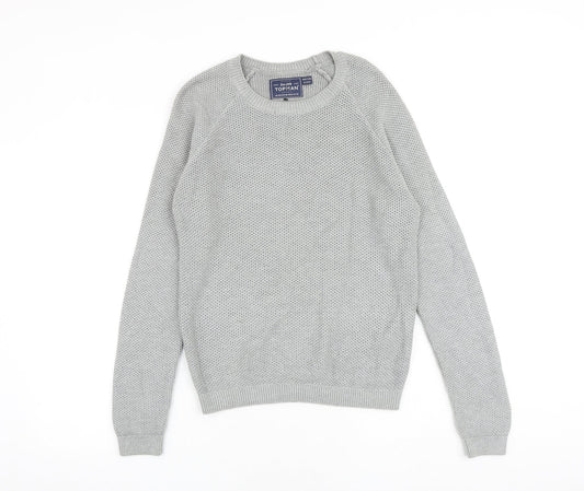Topman Mens Grey Round Neck Acrylic Pullover Jumper Size XS Long Sleeve
