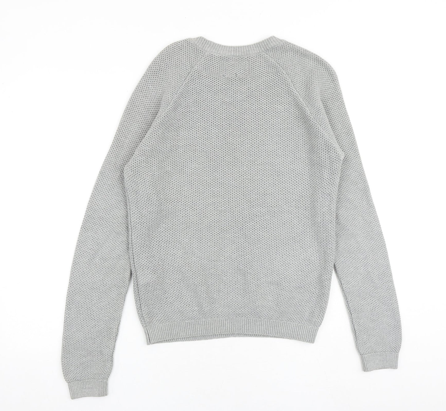 Topman Mens Grey Round Neck Acrylic Pullover Jumper Size XS Long Sleeve