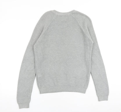 Topman Mens Grey Round Neck Acrylic Pullover Jumper Size XS Long Sleeve