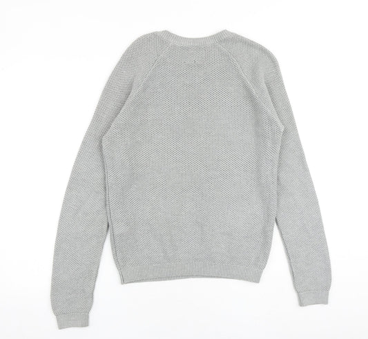 Topman Mens Grey Round Neck Acrylic Pullover Jumper Size XS Long Sleeve