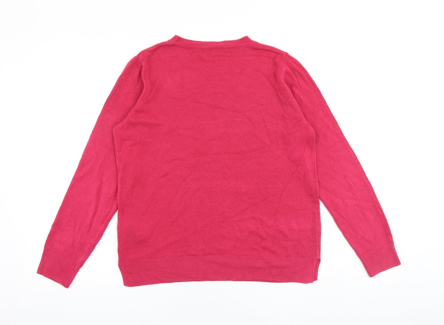 Marks and Spencer Womens Pink Round Neck Acrylic Pullover Jumper Size 14