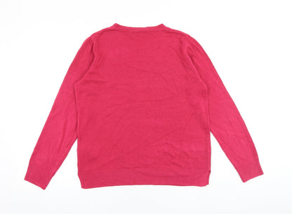 Marks and Spencer Womens Pink Round Neck Acrylic Pullover Jumper Size 14